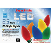 Super Bright Ceramic Multi 25-Bulb C9 LED String Light Set with Green Wire