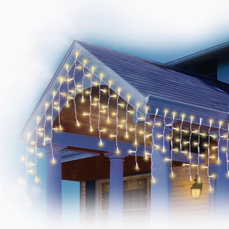 Warm White 450-Bulb 5mm Concave LED Icicle Light Set
