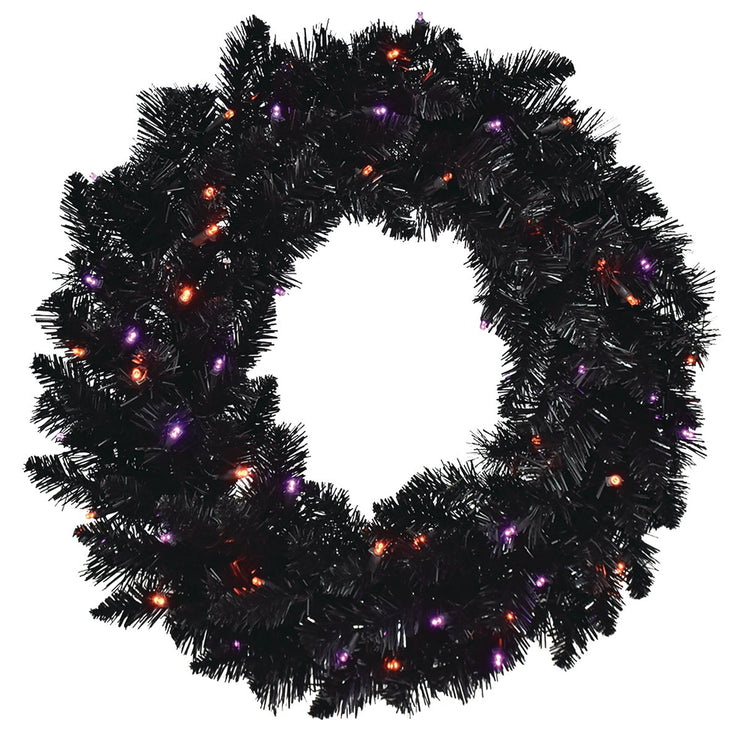 Villisca 24 In. 50-Bulb Orange & Purple LED Prelit Wreath