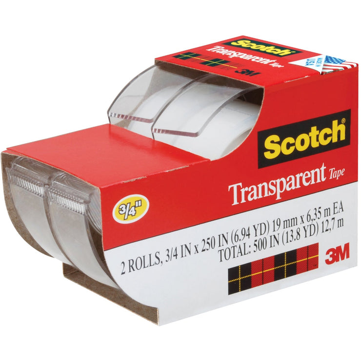 3M Scotch 3/4 In. x 250 In. Transparent Tape (2-Pack)