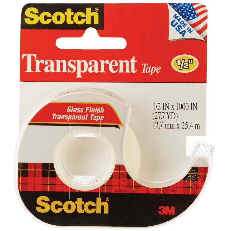 3M Scotch 1/2 In. x 1000 In. Transparent Tape