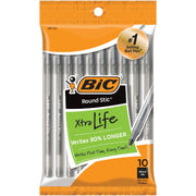 Bic Round Stic Medium Point Black Ball Pen (10-Pack)