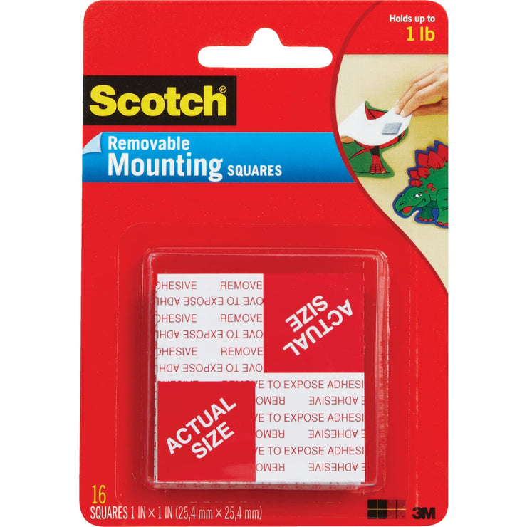 3M Scotch 1 In. x 1 In. 1 Lb. Capacity Removable Mounting Squares (16-Pack)