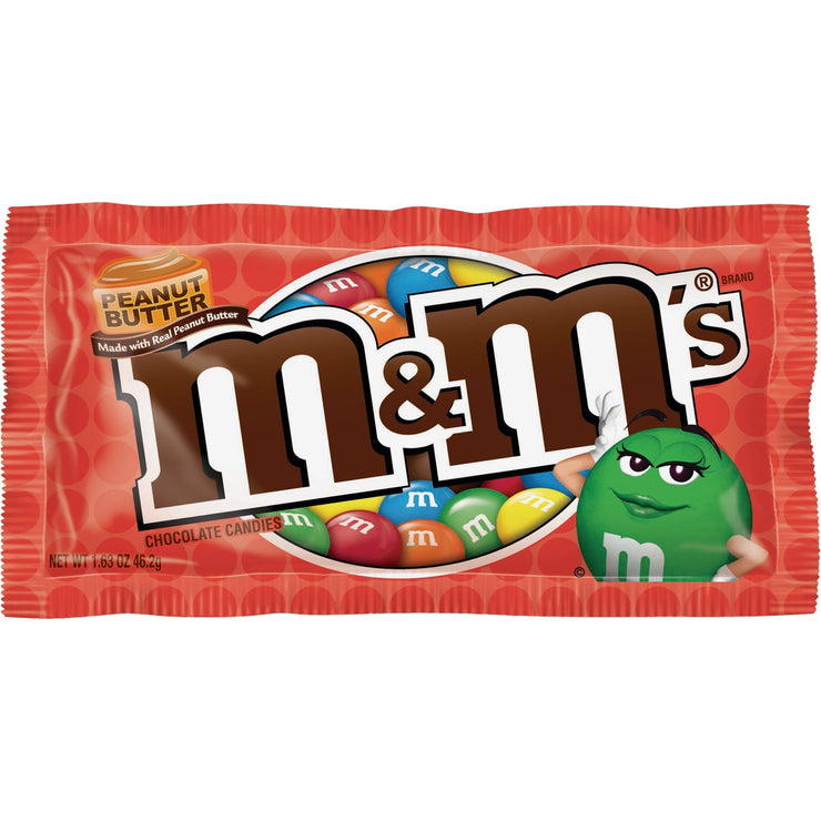 M&M's Chocolate Candy, Peanut Butter, Full Size 1.63 oz, 24-count