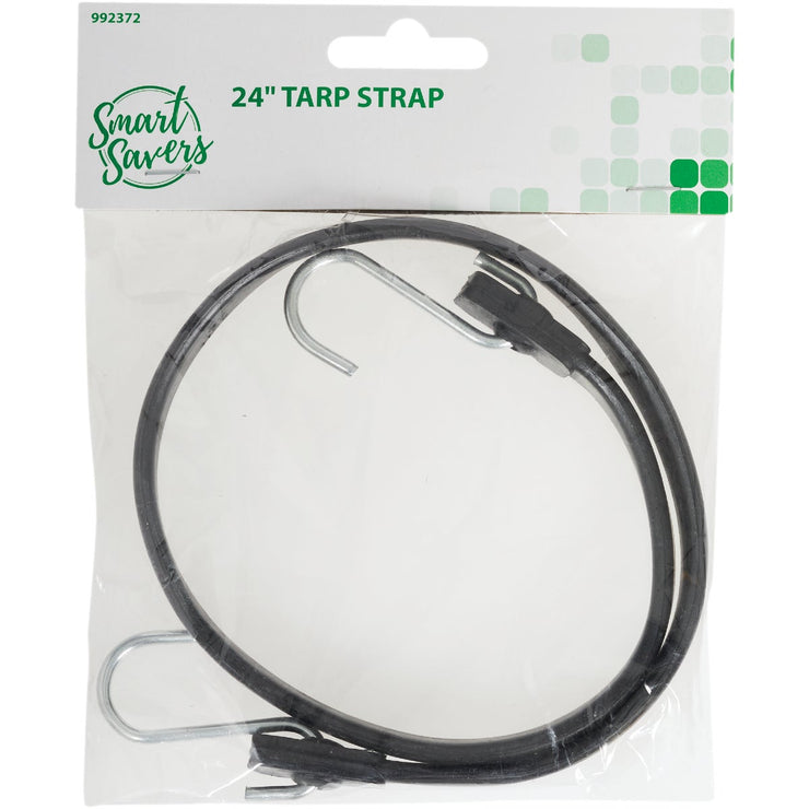 Smart Savers 5/8 In. x 24 In. Hook-to-Hook Rubber Tarp Strap, Black