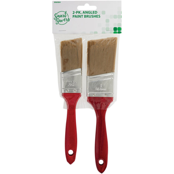 Smart Savers 1-1/2 In. & 2 In. Angled Polyester Paint Brush Set (2-Piece)